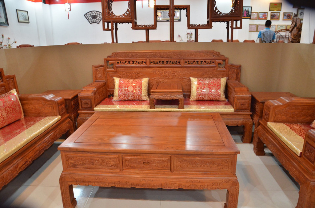 和谐红木沙发红木家具 实木沙发非洲花梨木缅甸花梨锦上添花 中式客厅组合沙发